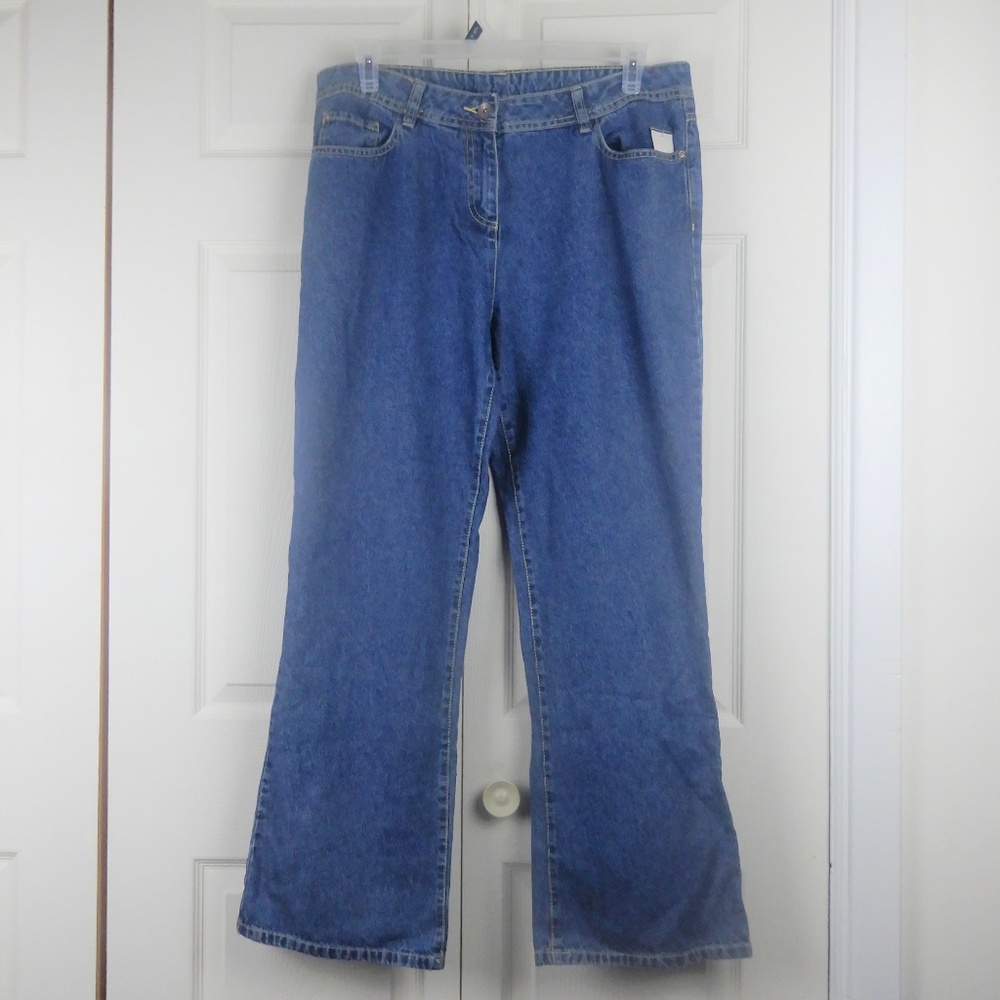 Basic Blue Five Pocket Cotton Straight Leg Jeans